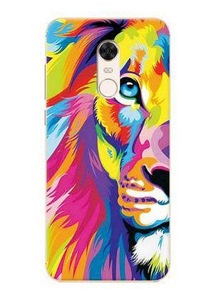 Силиконовый бампер чехол с принтом для xiaomi redmi 5 plus цветной лев