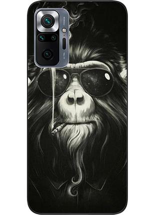 Силіконовий чохол для xiaomi redmi note 10 pro з картинкою мавпа в окулярах