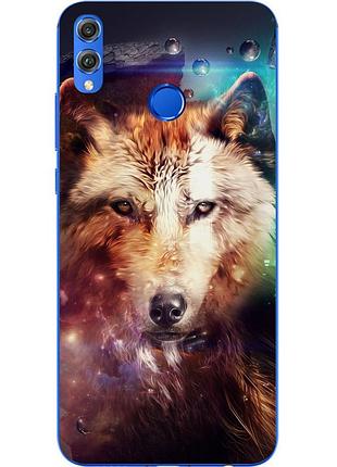 Бампер силіконовий чохол для huawei honor 8x з картинкою космічний вовк