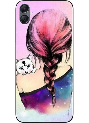 Силиконовый чехол epik для samsung galaxy a05 с картинкой девушка с котенком