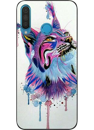 Силіконовий чохол для huawei p30 lite з картинкою рись акварель