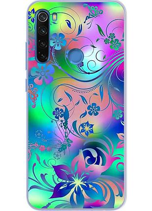 Чохол силіконовий для xiaomi redmi note 8 з картинкою квітковий візерунок
