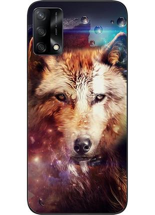 Силиконовый чехол для oppo a74 с картинкой космический волк