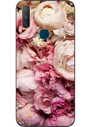 Чехол силиконовый для vivo y17 с картинкой пионы
