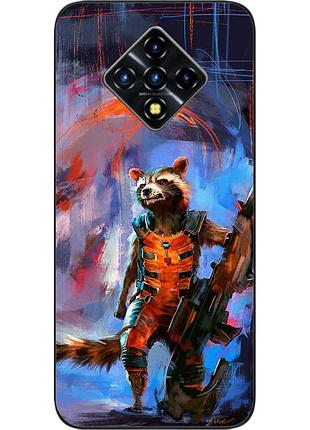 Бампер силиконовый чехол для infinix zero 8 с картинкой енот ракета
