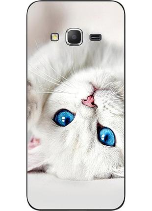 Чохол силіконовий для samsung galaxy j2 prime g532 з картинкою білий котик