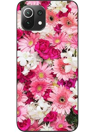 Силиконовый чехол бампер для xiaomi mi 11 lite с картинкой нежные цветы