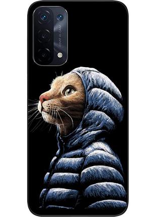 Бампер силиконовый чехол epik для oppo a54 5g с картинкой кот в куртке