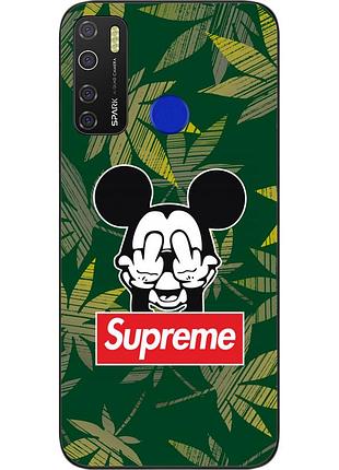 Силиконовый чехол для tecno spark 5 pro с картинкой микки supreme