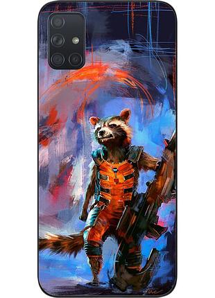 Бампер силіконовий чохол для samsung a71 galaxy a715f з картинкою єнот ракета