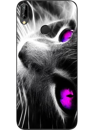 Силиконовый чехол для huawei p20 lite с картинкой красивый кот