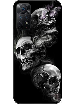Бампер силиконовый чехол для xiaomi redmi note 11 pro с картинкой три черепа
