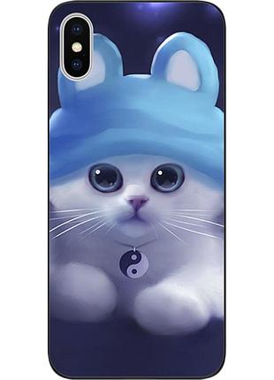 Чехол силиконовый для iphone x с картинкой котенок