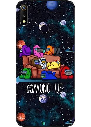 Силиконовый чехол для realme 3 с картинкой among us команда