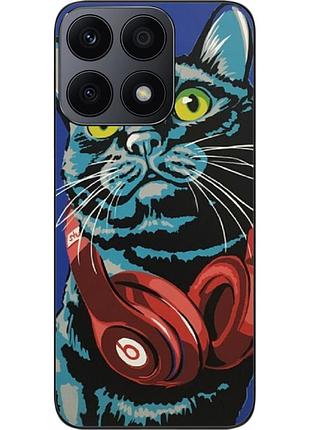 Силиконовый чехол epik для honor x8a с картинкой кот с наушниками