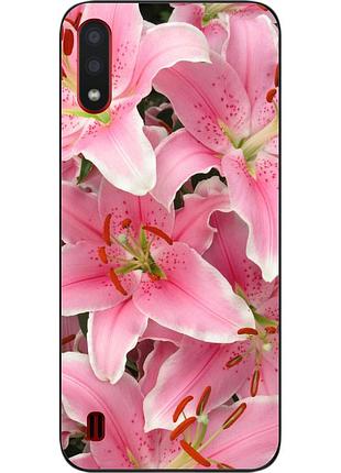 Силиконовый чехол для samsung a01 galaxy a015f с картинкой лилии