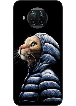 Бампер силиконовый чехол для xiaomi mi 10t lite с картинкой кот в куртке