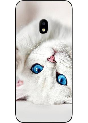 Чехол силиконовый для samsung j7 2017 galaxy j730 с картинкой белый котик