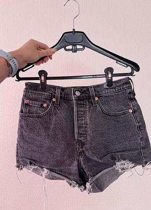 Шорти джинсові levi’s 501 w25 сірі графітові на розмір xs-s