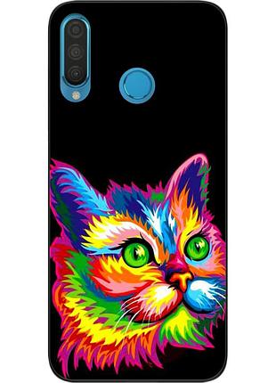 Силіконовий чохол для huawei p30 lite з картинкою яскравий кіт