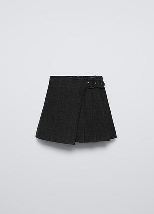 Спідниця в складку міні zara тепла жіноча хс-с
