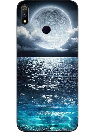 Чехол силиконовый для realme 3 pro с картинкой луна