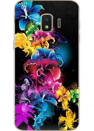 Силиконовый чехол с рисунком для samsung j2 core galaxy 2018 с картинкой разноцветные цветы