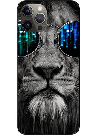 Силиконовый чехол для iphone 12 pro с картинкой лев в очках
