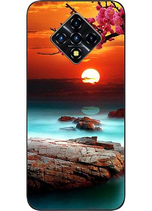 Силиконовый чехол бампер для infinix zero 8 с картинкой красивый закат