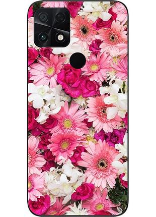 Силиконовый чехол бампер для xiaomi poco c40 с картинкой нежные цветы
