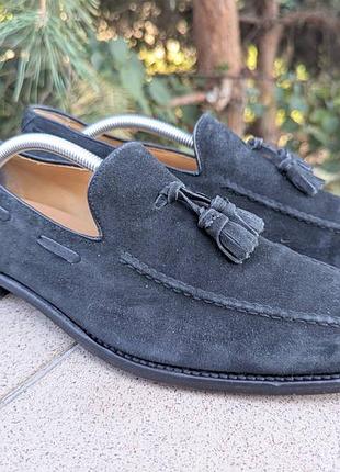 Мужские синие замшевые туфли лоферы savile row by barker