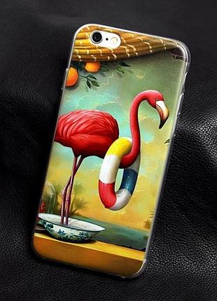 Чехол-накладка для iphone 6 / 6s с картинкой розовый фламинго