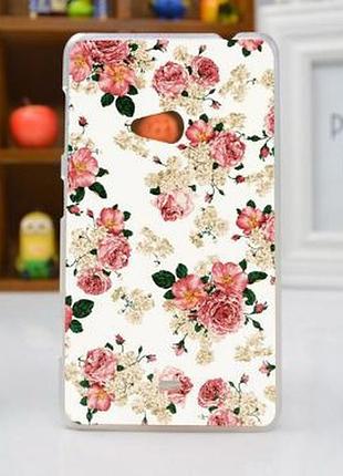 Силиконовый чехол для nokia lumia 625 с рисунком цветочки