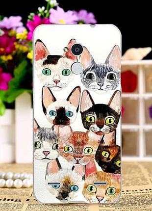 Оригинальный бампер с картинкой для zte blade v7 lite коты