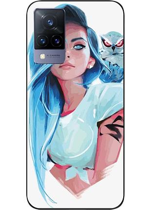 Силіконовий чохол epik для vivo v21 з картинкою дівчина із совою
