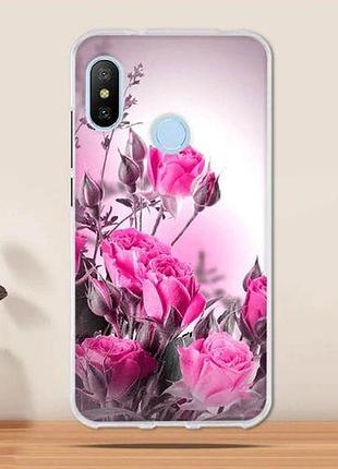 Бампер tpu чехол з картинкою для xiaomi mi a2 / mi 6x рожеві троянди