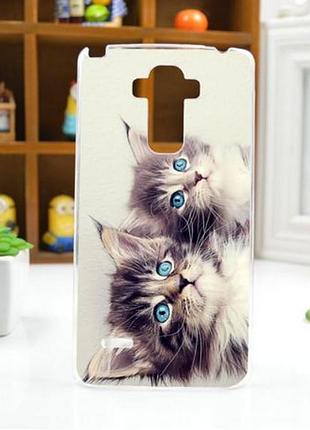 Силиконовый чехол бампер для lg g4 stylus ls770 h630 с рисунком два кота
