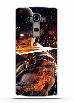 Силиконовый чехол бампер для lg g4 h818 с картинкой человек в огне