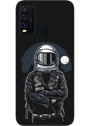 Силиконовый чехол бампер для vivo y30 с картинкой космонавт и луна