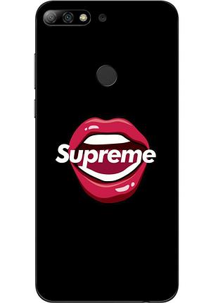 Бампер силиконовый чехол для huawei y7 prime 2018 / honor 7c pro с картинкой губы supreme