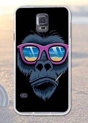 Бампер силіконовий чохол для samsung galaxy s5 i9600 з картинкою мавпа
