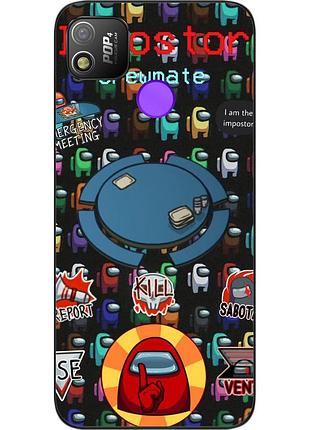 Силиконовый чехол с картинкой для tecno pop 4 among us мошенник