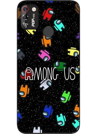 Силіконовий чохол з картинкою для tecno pop 4 pro among us у космосі