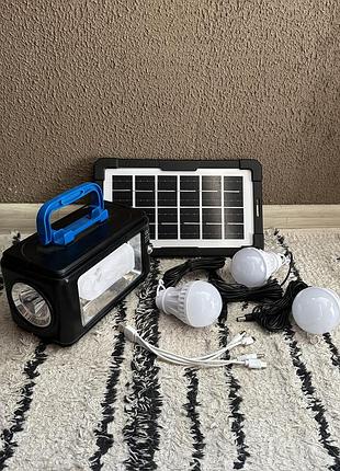 Солнечная станция ja-2009, powerbank + 3 лампочки + солнечная батарея