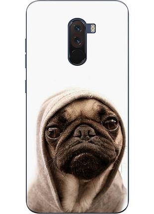 Силиконовый чехол бампер для xiaomi pocophone f1 с картинкой собака в капюшоне