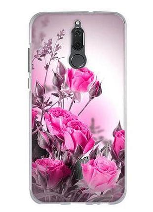 Силиконовый чехол бампер для huawei mate 10 lite с картинкой розовые розы