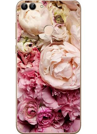 Оригинальный чехол накладка для huawei p smart с картинкой пионы