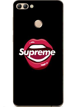 Силиконовый чехол бампер для huawei y9 2018 с картинкой губы supreme