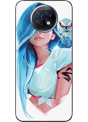 Силіконовий чохол для xiaomi redmi note 9t з картинкою дівчина з совою
