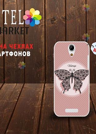 Оригінальний чохол панель накладка для doogee y100x з картинкою метелик вінтаж
